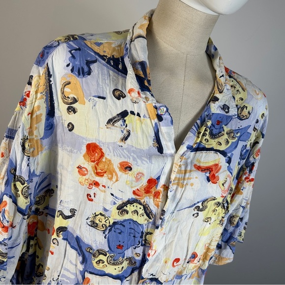 Vintage Jams World Blue and Orange Thailand Eastern Abstract Shirt XL - Picture 3 of 9